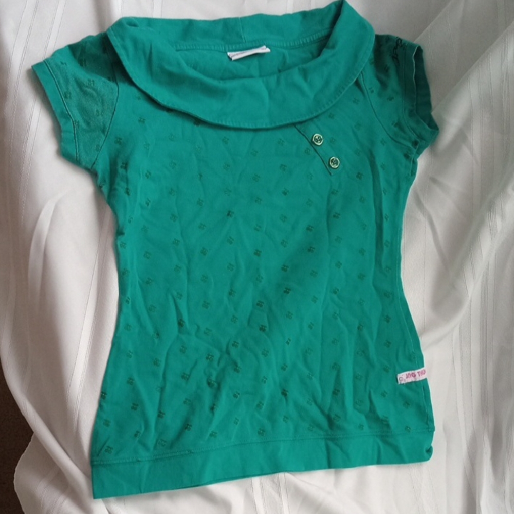 Y2K Twee Quirky Turquoise/ Teal JAGTHUG Sweetees top with button details